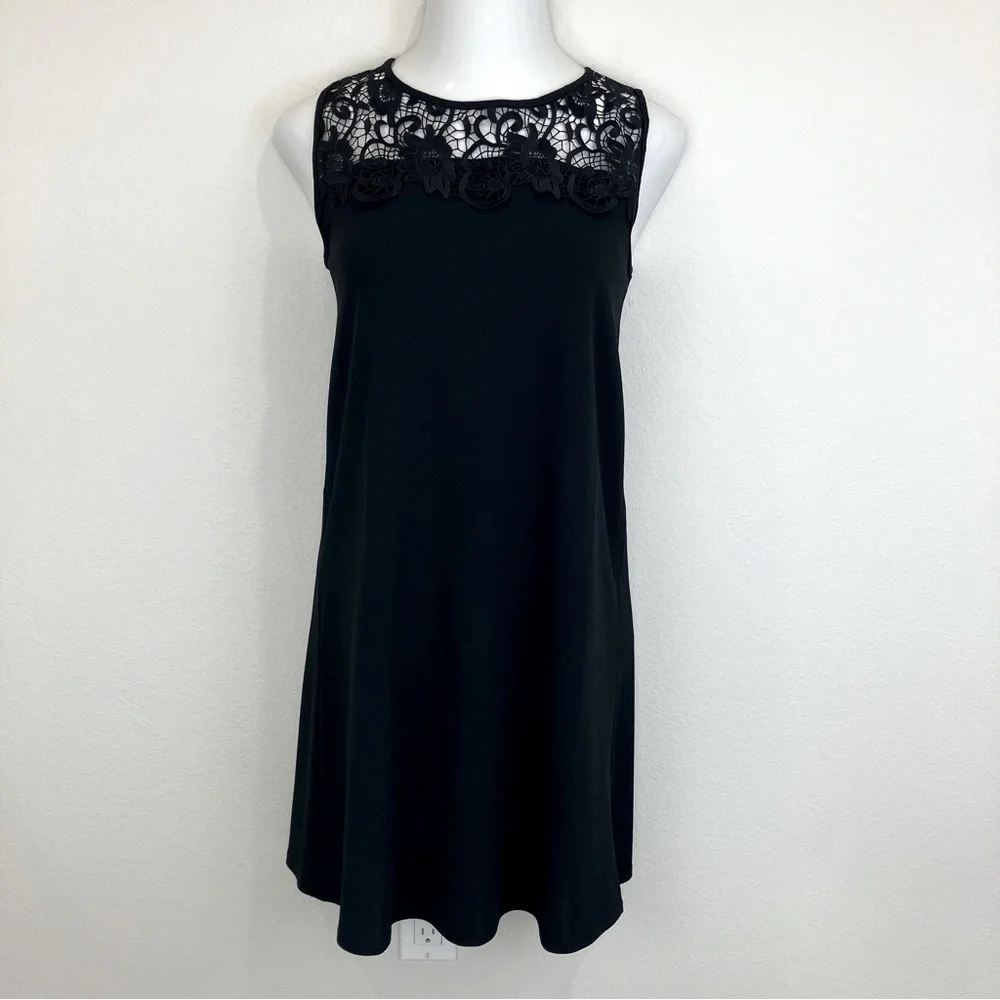 NWOT Marina Sleeveless Illusion Crew Neck Shift Dress
